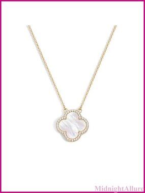 14k Gold Plated Clover Charm Pendant Necklace 18" Layering Chain
